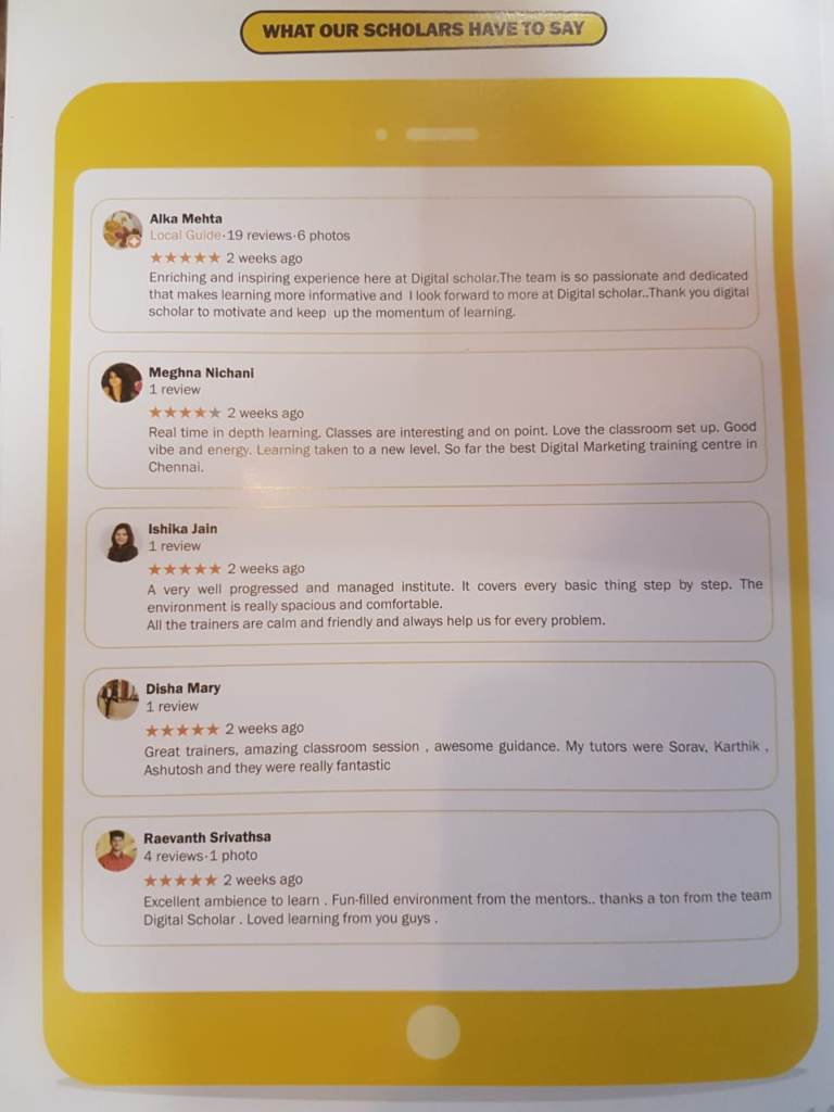 Google Reviews for Digital Scholar, Chennai