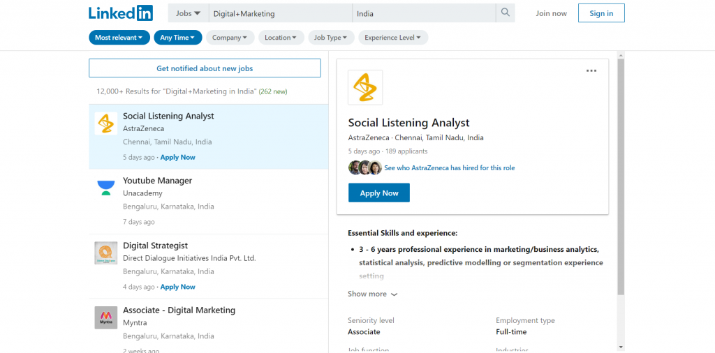 Digital Marketing Vacancies in India